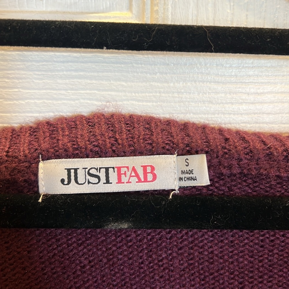 JustFab Deep Purple Off Shoulder Sweater - Picture 5 of 6